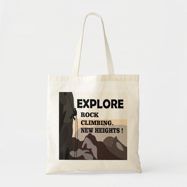 Bolsa Tote Explore a escalada de New Heights Rock (Frente)