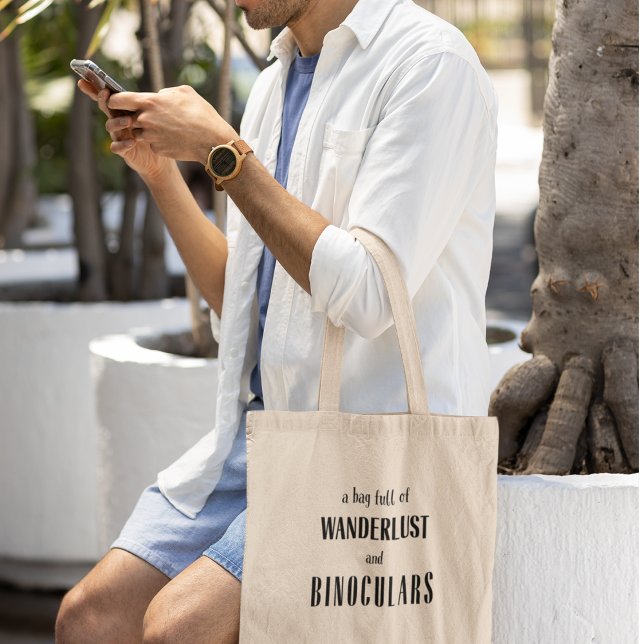 Bolsa Tote Explore com Wanderlust e Binóculos Aventura (Shop now and let your wanderlust take flight! )