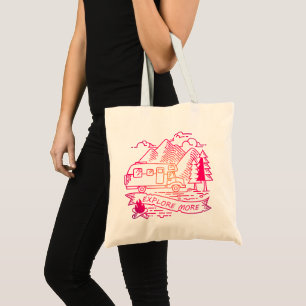Bolsa Tote Explore Mais Camper Rosa Van Mountain Lover