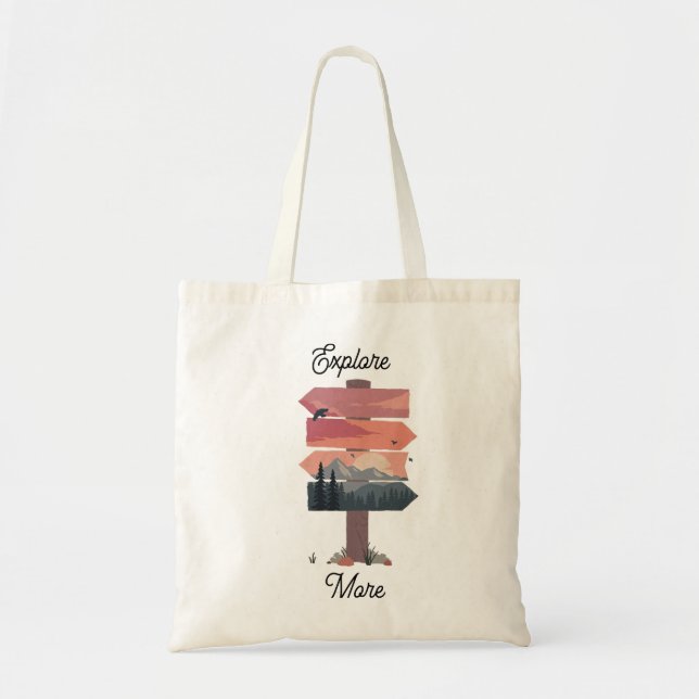Bolsa Tote Explore More Wilderness Directional Sign Tote Bag (Frente)