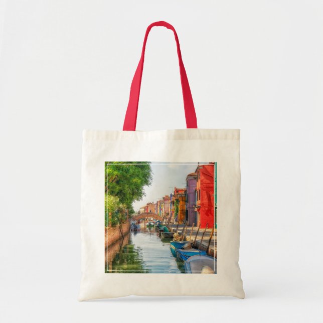 Bolsa Tote Explore o Charme Vibrante de Burano (Frente)
