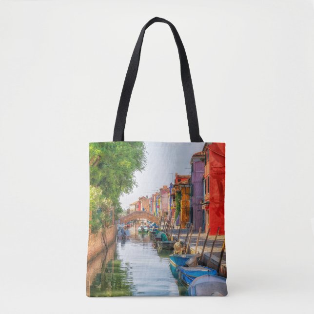 Bolsa Tote Explore o Charme Vibrante de Burano (Frente)