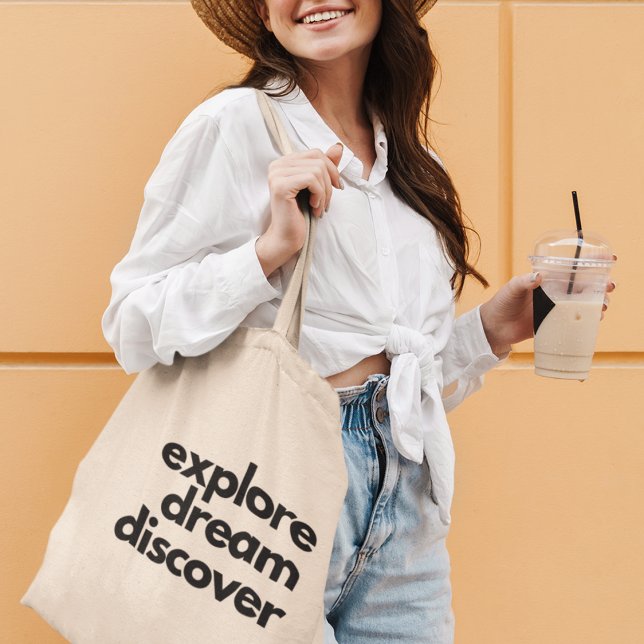 Bolsa Tote Explore Sonhe Descubra Presente Viajante Aventurei (Make it yours now and carry inspiration wherever you go!)