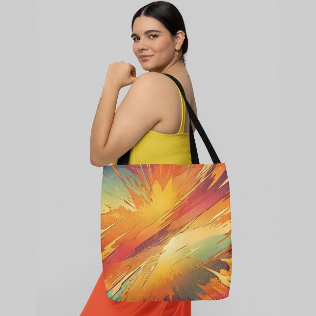 Bolsa Tote Explosão de abstrato vibrante de cores quentes (Criador carregado)