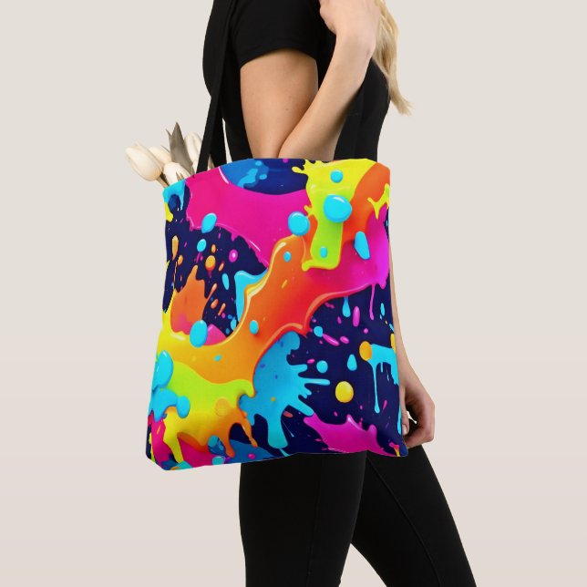 Bolsa Tote Explosão de Tinta Neon (Close Up)