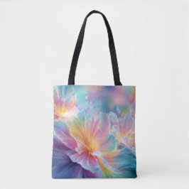 Bolsa Tote Explosão floral cósmica abstrata em pastel