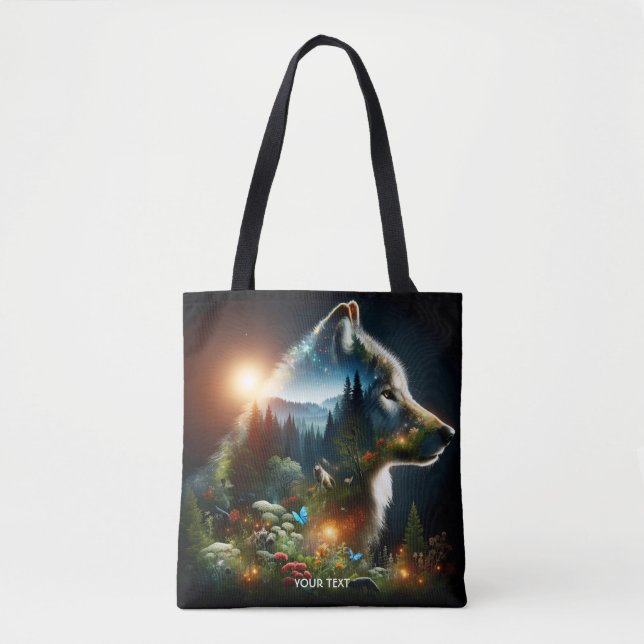Bolsa Tote Exposição Dupla do Lobo Fantasy (Frente)