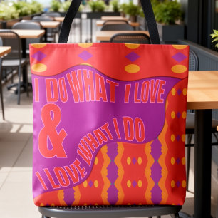 Bolsa Tote Expressão Pessoal Padrão Roxo Laranja