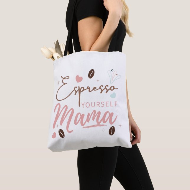 Bolsa Tote Expresse-se Mama Citação de Café (Close Up)