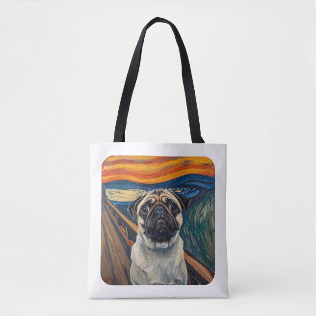 Bolsa Tote Expressionist Angst Painting–Inspired Pug Art (Frente)