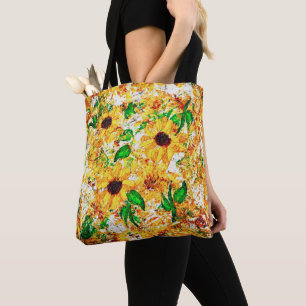 Bolsa Tote Expressionista Girassol Amarelo Brilhante