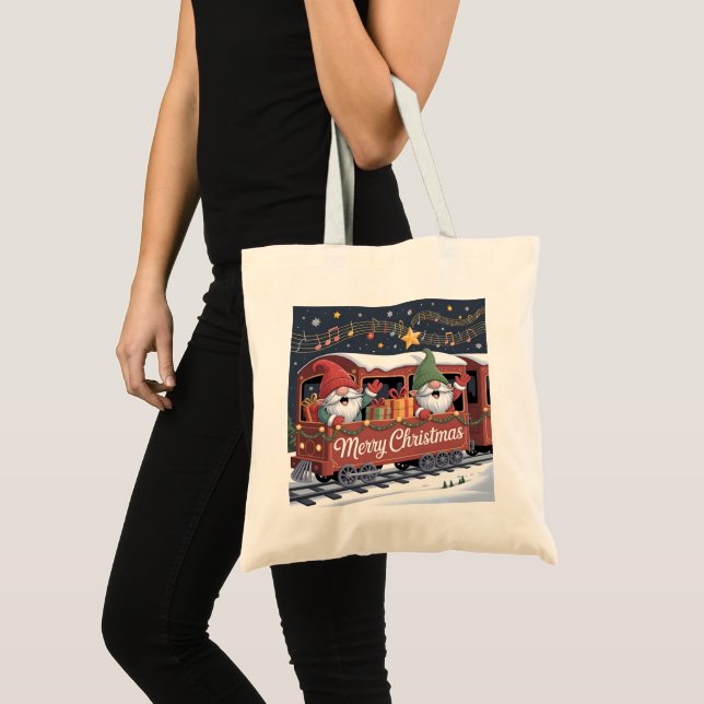 Bolsa Tote Expresso Musical dos Gnomos Whimsical (Frente (produto))