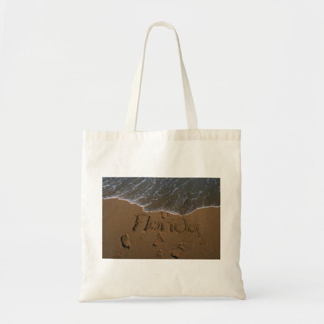 Bolsa Tote Exprima Florida na areia da praia com vinda da (Frente)