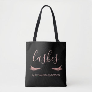 Bolsa Tote Extensão Eyelash Dourada rosa e brilho