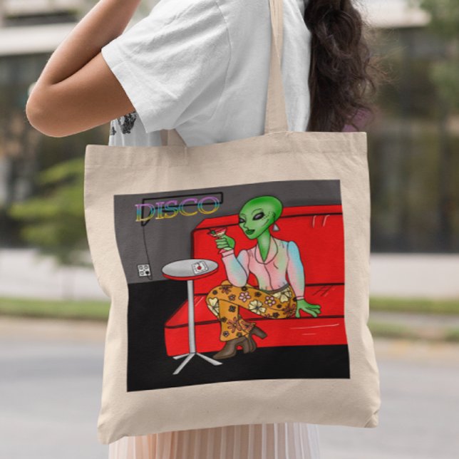 Bolsa Tote Extraterrestre Retro de 1970 em Disco Lounge (Criador carregado)