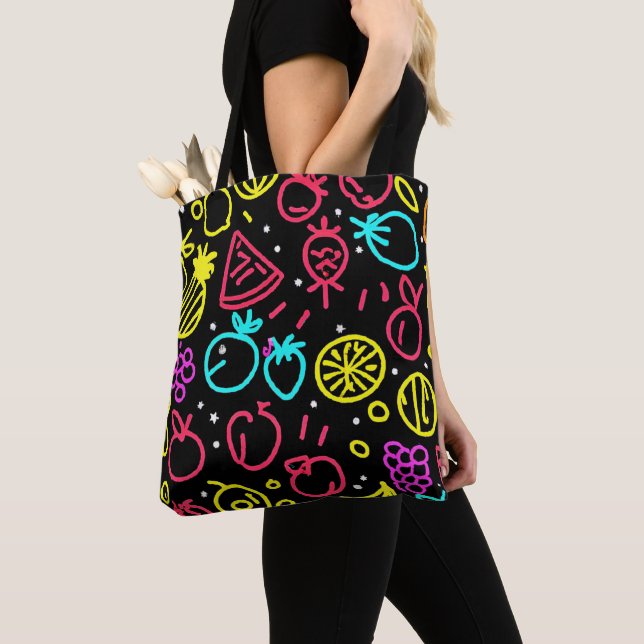 Bolsa Tote Extravagância de Frutas Neon (Close Up)
