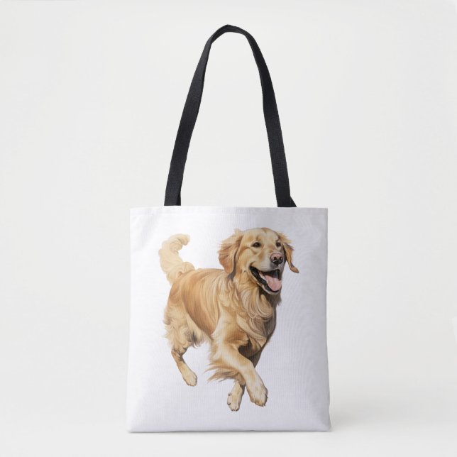 Bolsa Tote Exuberant Ouro Retriever Playtime - Cachorro Dinâm (Frente)