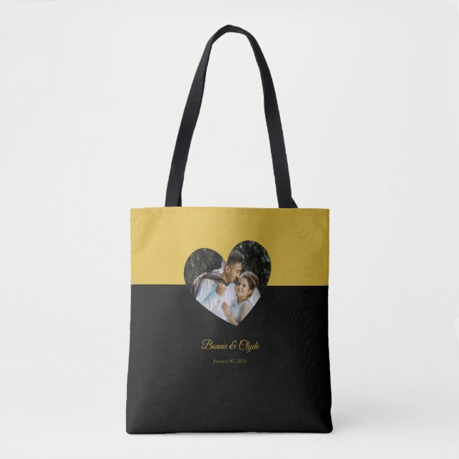 Bolsa Tote Eye-casing Heart Couple Gold and Black (Frente)
