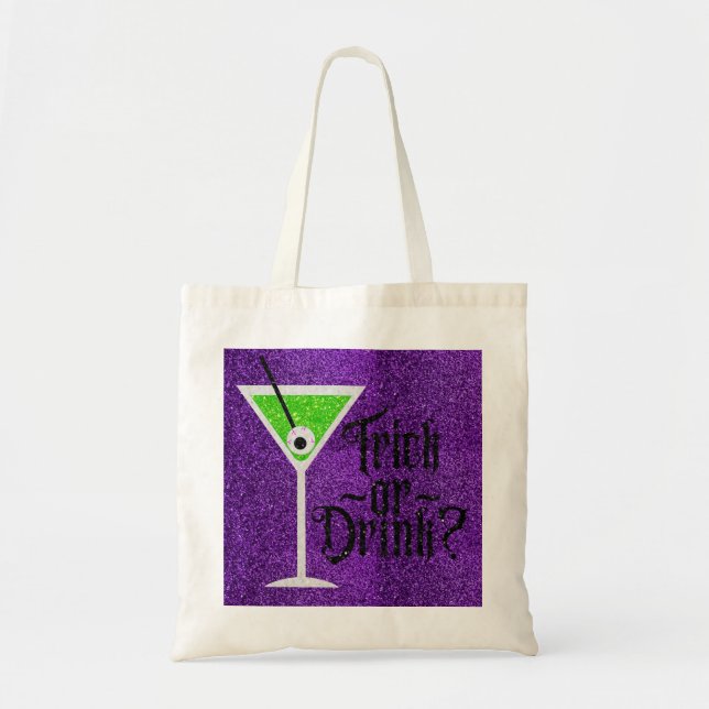 Bolsa Tote Eyeball Martini Halloween Trick Ou Beba Glitter (Frente)