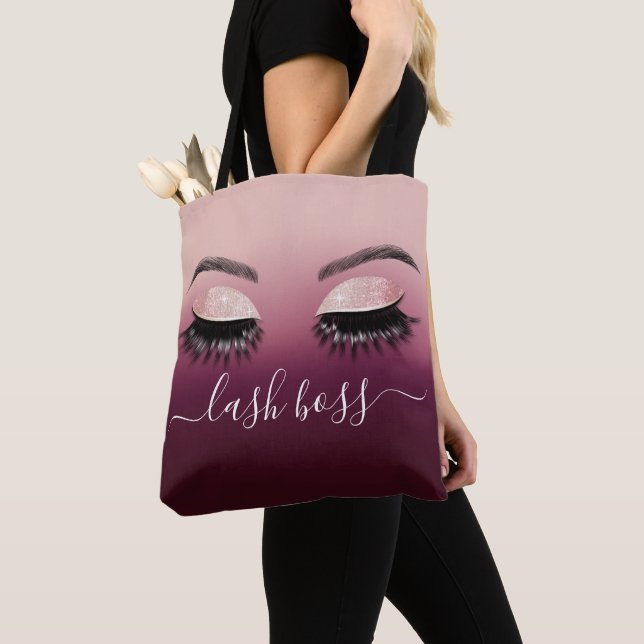 Bolsa Tote Eyelash Makeup Artista Lash Boss Burgundy Ombre (Close Up)