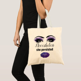 Bolsa Tote Eyelashes Motivacionais Personalizados de Lábios