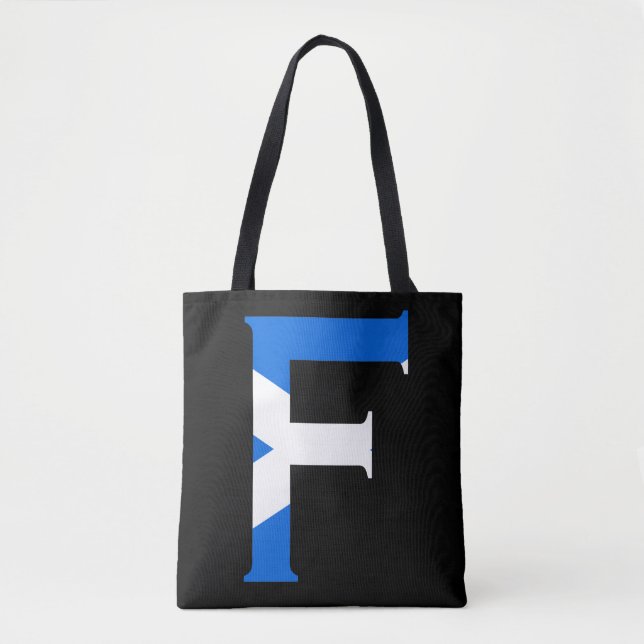 Bolsa Tote F Monograma sobrado no Estado de bandeira escocês (Frente)