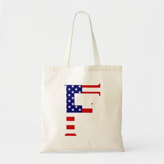 Bolsa Tote F Monograma sobreposto no btcnt Flag EUA (Frente)