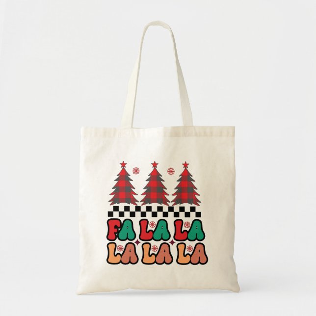 Bolsa Tote Fa la la Retro Groovy Feriados de Natal (Frente)