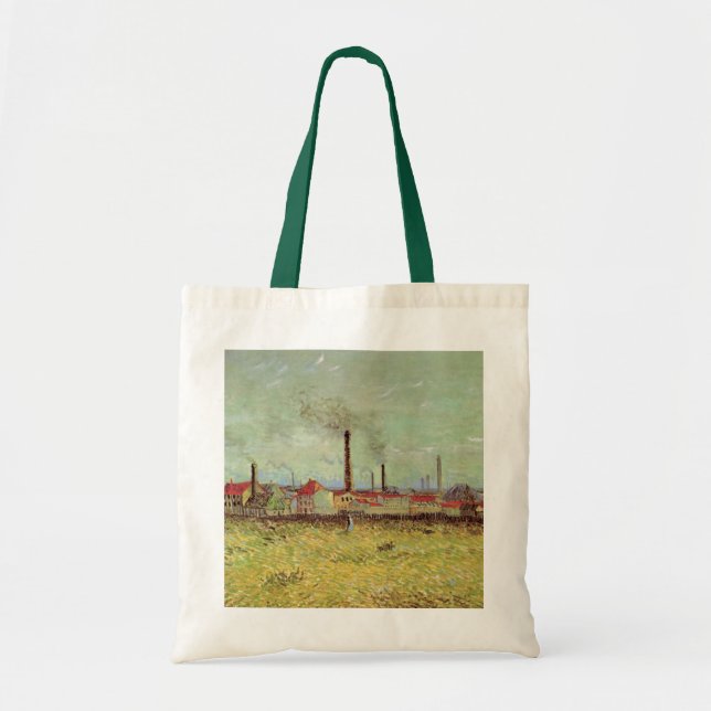 Bolsa Tote Fábricas em Asnieres por Vincent van Gogh (Frente)