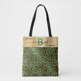Bolsa Tote Fabuloso aniversário, leopardo emerald, nome de ou