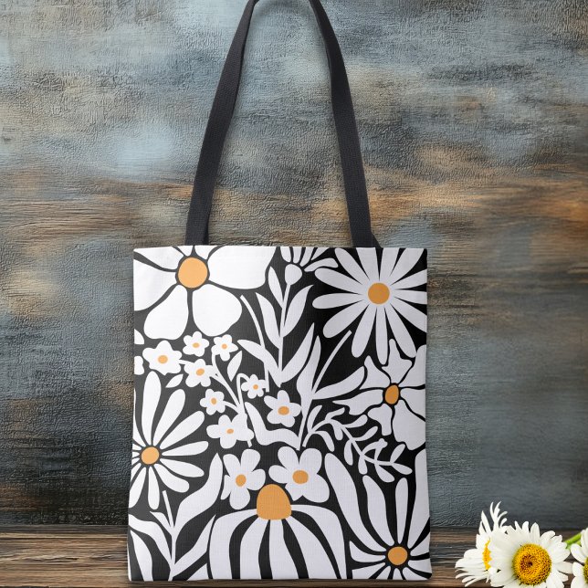 Bolsa Tote Fabulous Floral Black and White Abstract (Criador carregado)