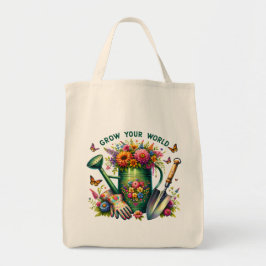 Bolsa Tote Faça crescer seu Design de Jardim Floral Mundial