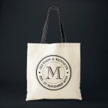 Bolsa Tote Faça seu próprio monograma retro da tipografia do<br><div class="desc">Faça seu próprio monograma simples, legal, original com este design feito sob encomenda do logotipo com tipografia retro. Substitua o texto da amostra com sua inicial da família, nomes, data wedding ou o outro texto para um presente personalizado. Faz um presente maravilhoso para Wedding, aniversário, housewarming ou hospedeira, aniversário, aposentadoria...</div>