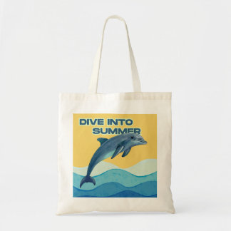 Bolsa Tote "Faça um Splash" Golfinho Artístico em Aquarela 
