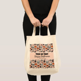 Bolsa Tote Faça um Trick do Halloween rosa ou trate o nome da