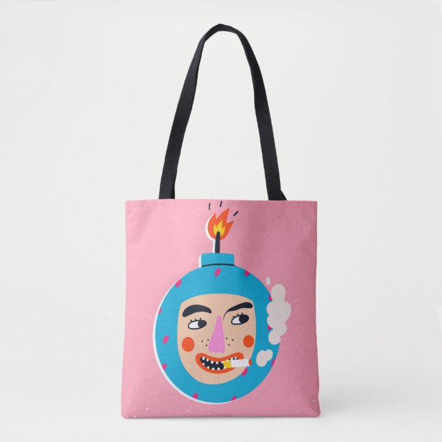 Bolsa Tote face abstrato boom (Frente)