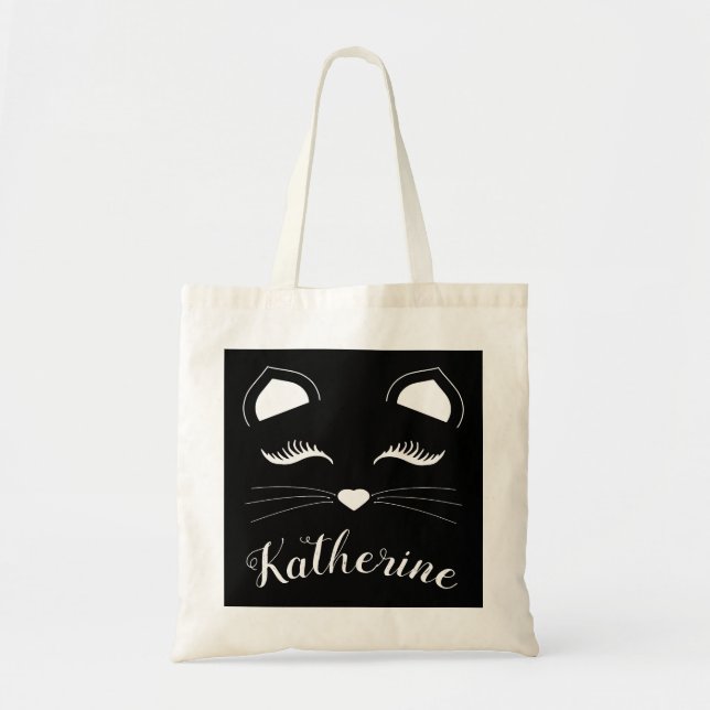 Bolsa Tote Face de Gato Preto e Branco (Frente)