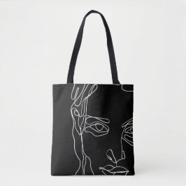 Bolsa Tote Face moderna e minimalista de desenho de uma linha