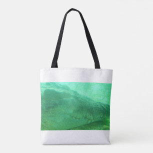 Bolsa Tote Face verde do jacaré num saco de toques de tecido