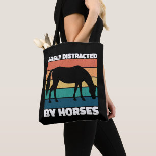 Bolsa Tote Fácil Distração Por Cavalos Amantes Cute Pony Engr