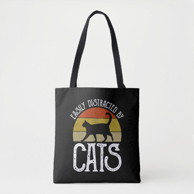 Bolsa Tote Fácil Distração Por Gatos (Frente)