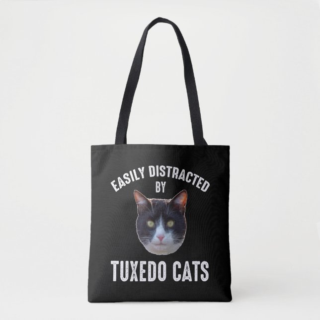 Bolsa Tote Fácil Distração Por Gatos Tuxedo (Frente)