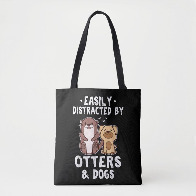 Bolsa Tote Fácil distração por Otters e Cães Cute An (Frente)