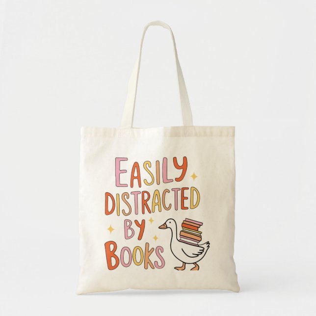 Bolsa Tote Facilmente distraído pelos livros (Frente)