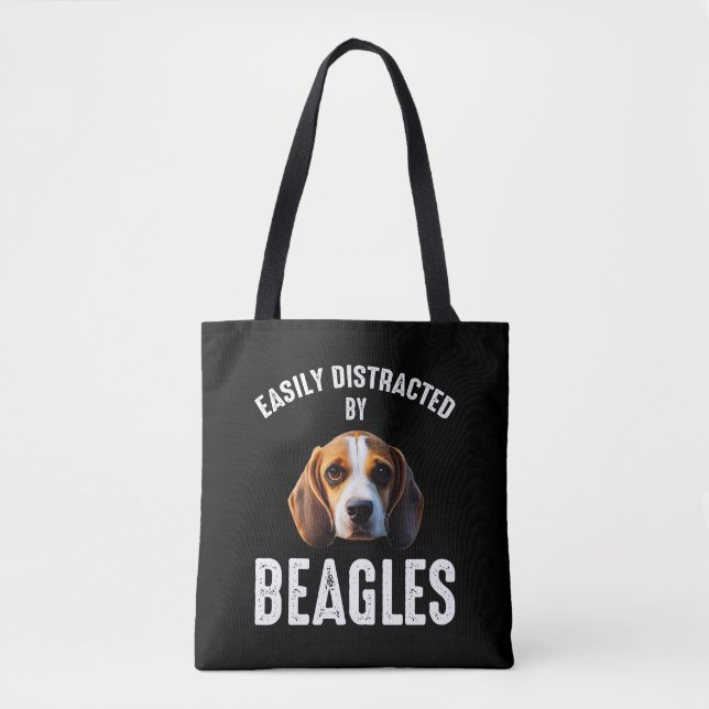 Bolsa Tote Facilmente Distraído Por Beagles (Frente)