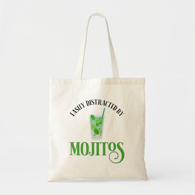 Bolsa Tote Facilmente Distraído Por Mojitos (Frente)