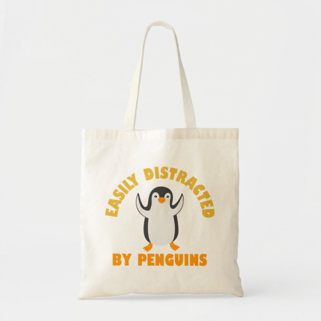 Bolsa Tote Facilmente Distraído Por Pinguins (Frente)