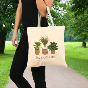 Bolsa Tote Facilmente Distraído por Plantas Verde Botânico