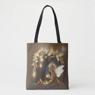Bolsa Tote Fada Adorável do Outono com Flores Reluzentes