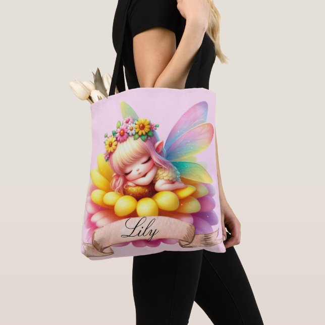 Bolsa Tote Fada Adormecida Sonhos Doces Florais Caprichosos F (Close Up)